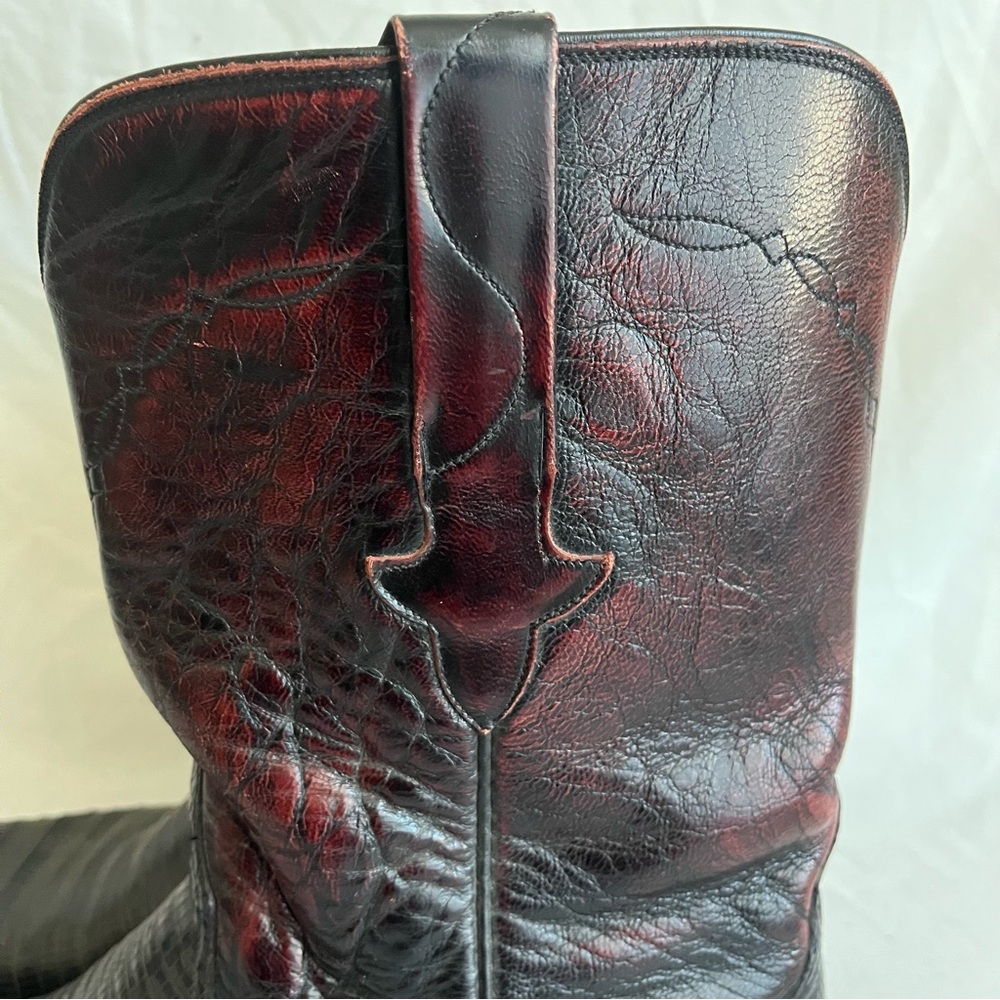 Lucchese Black Cherry Leather Boots Western Cowboy Made In USA Men Size 10.5 - Picture 12 of 16
